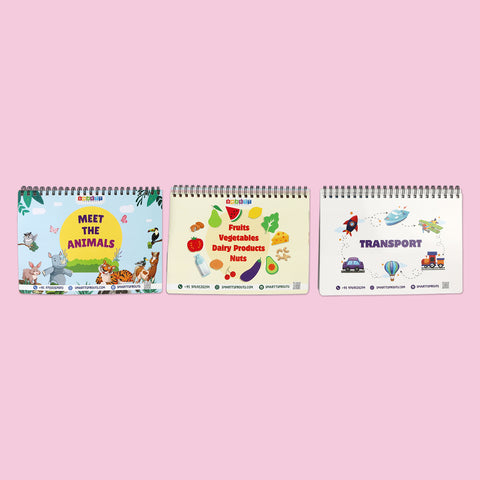 Set of 3 Binders (Animals, Fruits and Transport)